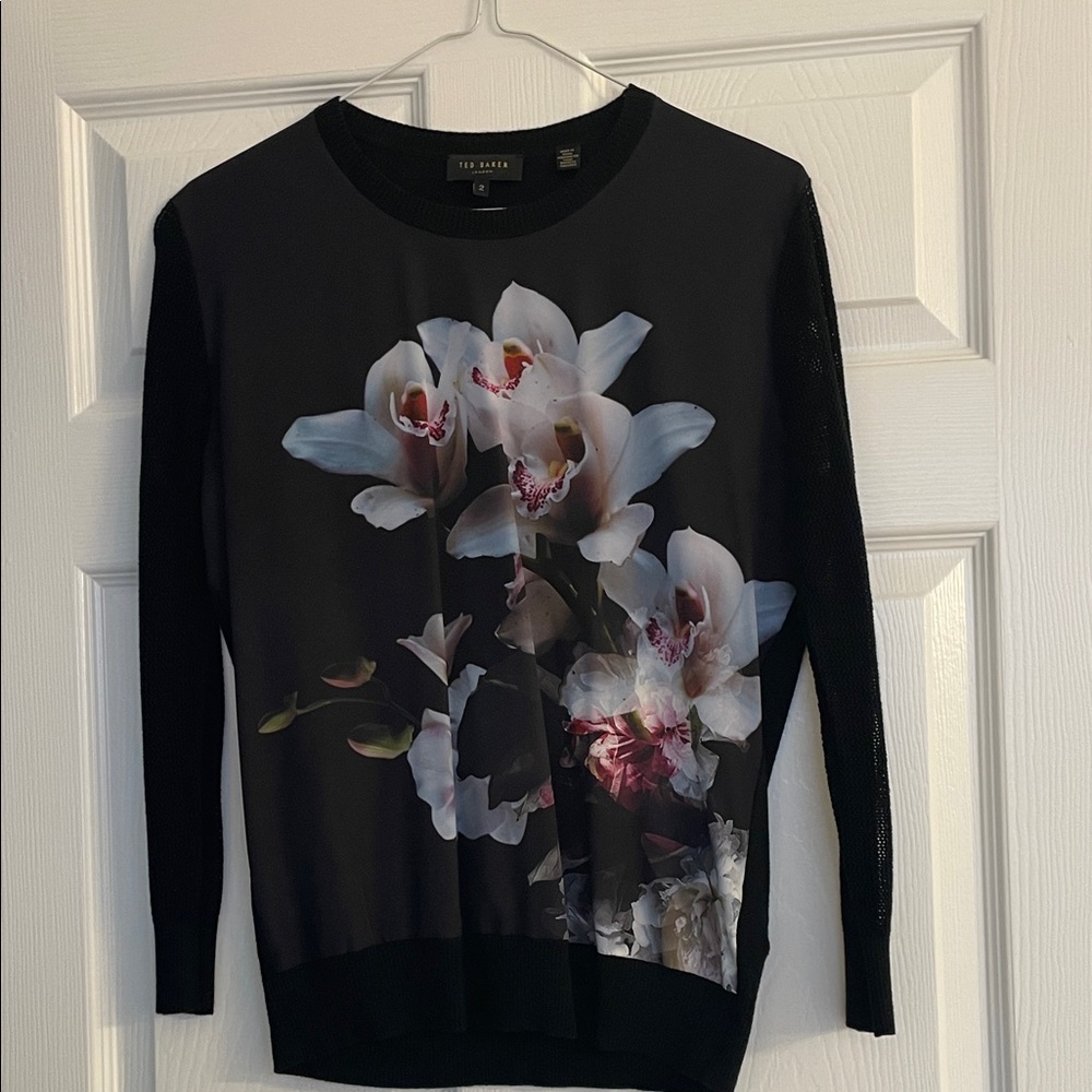 Ted Baker Black Sweater with Floral Design